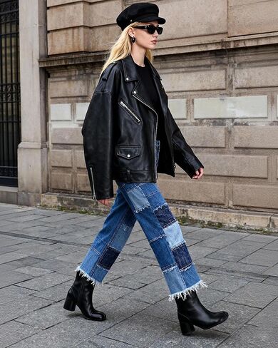 أحذية تابي للسيدات من KOKOMOMO، أحذية طويلة للكاحل بمقدمة مقسمة، كعب أسطواني مكتنز، أحذية النينجا اليابانية بسحاب، كعب قصير، أحذية رسمية للعمل اليومي للسيدات باللون الأسود، مقاس 9.5 in Kuwait