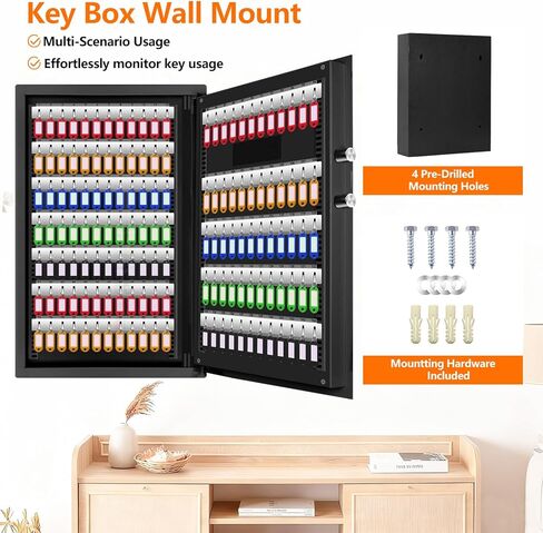 220 Position Large Key Lock Box Wall Mount with Code, Digital Key Cabinet Wall Mount Key Organizer with Key Tags, Adjustable Key Safe Key Holder for Car, Hotels, Office, House in Kuwait