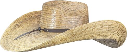 MexART (2 Pack) Oversized Cowboy Wide Brim Straw Hat Dark and Natural | Sombrero de Palma Grande Obscuro y Natural in Kuwait