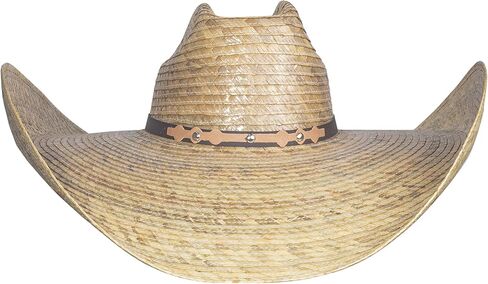 MexART (2 Pack) Oversized Cowboy Wide Brim Straw Hat Dark and Natural | Sombrero de Palma Grande Obscuro y Natural in Kuwait