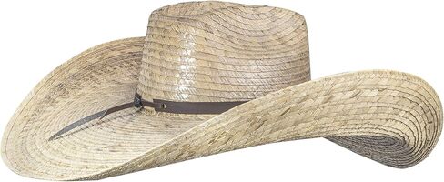 MexART (2 Pack) Oversized Cowboy Wide Brim Straw Hat Dark and Natural | Sombrero de Palma Grande Obscuro y Natural in Kuwait