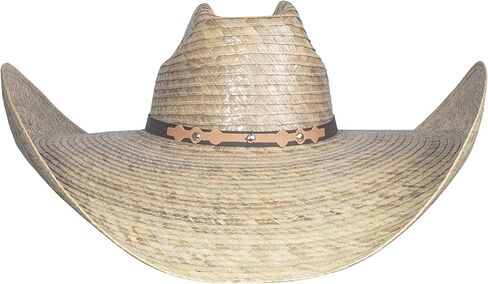 MexART (2 Pack) Oversized Cowboy Wide Brim Straw Hat Dark and Natural | Sombrero de Palma Grande Obscuro y Natural in Kuwait