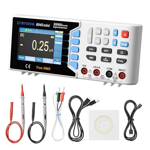 جهاز قياس متعدد رقمي True RMS من Crenova 30000، جهاز قياس متعدد على سطح المكتب للاستخدام في المختبر والصناعي. تسجيل بيانات USB، CAT II 600V. يقيس الجهد والتيار والمقاومة والسعة ودرجة الحرارة. in Kuwait