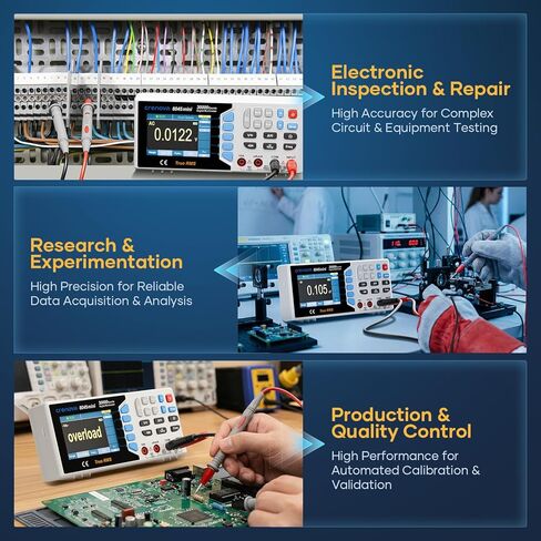 جهاز قياس متعدد رقمي True RMS من Crenova 30000، جهاز قياس متعدد على سطح المكتب للاستخدام في المختبر والصناعي. تسجيل بيانات USB، CAT II 600V. يقيس الجهد والتيار والمقاومة والسعة ودرجة الحرارة. in Kuwait