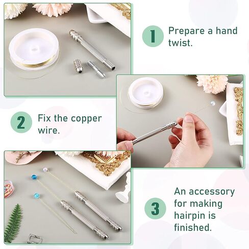 Zhehao Double Ended Pin Vise DIY Hand Drill Pin Vise Resin Drill Wire Twisting Tools with Copper Collet Copper Drill Jewelry Making Tools for DIY Hairpin Keychain Bracelets Necklace (2 Pieces) in Kuwait