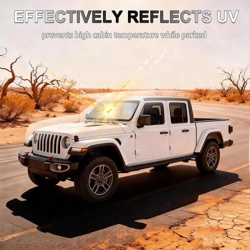 Upgrade Windshield Sun Shade for Jeep Wrangler JL & Gladiator JT 2/4 Door 2018-2026,Reflective Aluminum Film Front Window Sun Shade Sun Protector Accessories for Jeep Wrangler with Storage Bag in Kuwait