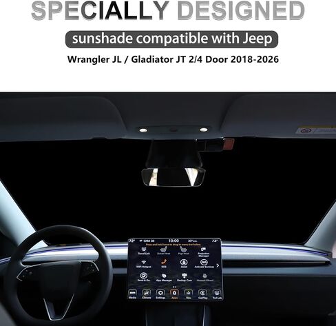 Upgrade Windshield Sun Shade for Jeep Wrangler JL & Gladiator JT 2/4 Door 2018-2026,Reflective Aluminum Film Front Window Sun Shade Sun Protector Accessories for Jeep Wrangler with Storage Bag in Kuwait