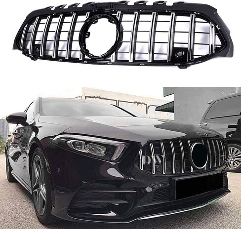 Front GT R Style Grille Grill For Mercedes A-Class W177 A200 A250 A35 AMG 2019-2022 (Black) in Kuwait