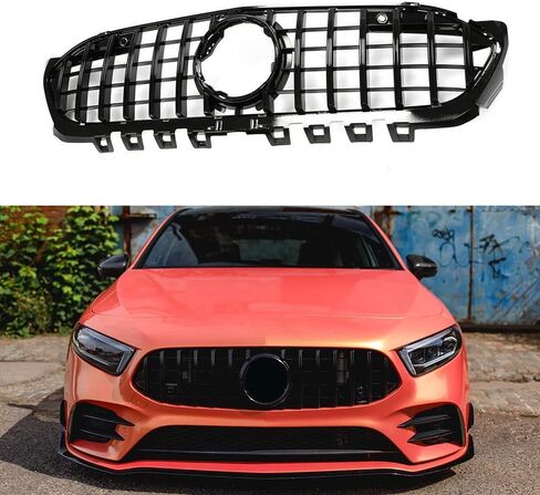 شبكة أمامية GT R Style لسيارة Mercedes A-Class W177 A200 A250 A35 AMG 2019-2022 (أسود) in Kuwait