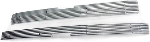 IKON MOTORSPORTS Front Upper Grille Insert, Compatible with 2011-2014 Chevy Silverado 2500 HD/3500 HD, Billet Style Chrome Stainless Steel Replacement Front Bumper Hood Billet Grille Assembly, 2PCS in Saudi Arabia