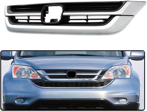 Front Bumper Hood Upper Mesh Grille Grill Compatible with Honda CRV 2010 2011 71121-SWN-H11 Silver in Saudi Arabia