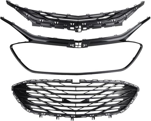 Glossy Black 3PCS Upper Lower Grille Compatible With 2019-2024 Malibu Front Bumper Mesh Upper Lower Black Grille Replacement LSGRCV008B in Kuwait