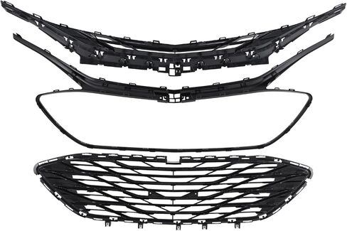 Glossy Black 3PCS Upper Lower Grille Compatible With 2019-2024 Malibu Front Bumper Mesh Upper Lower Black Grille Replacement LSGRCV008B in Kuwait