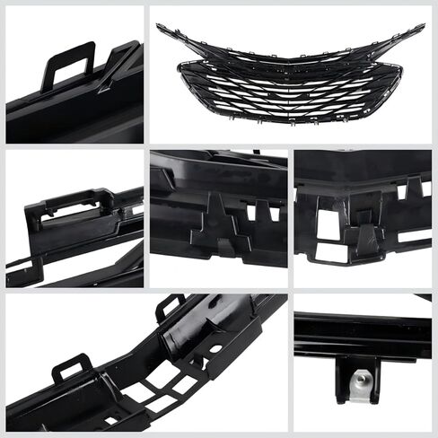 Glossy Black 3PCS Upper Lower Grille Compatible With 2019-2024 Malibu Front Bumper Mesh Upper Lower Black Grille Replacement LSGRCV008B in Kuwait