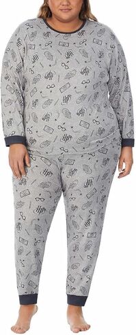 Wizarding World Womens 2-Piece Cozy Pajama Set (US, Alpha, XX-Large, Regular, Regular, Harry Potter Gray) in Kuwait