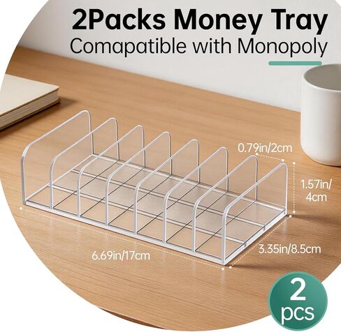 صينية نقود متوافقة مع فتحات مونوبولي 7، منظم نقود أكريليك شفاف، صينية مصرفية متوافقة مع ملحقات مونوبولي (عبوتين، صواني فقط) in Kuwait