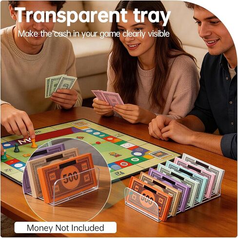 صينية نقود متوافقة مع فتحات مونوبولي 7، منظم نقود أكريليك شفاف، صينية مصرفية متوافقة مع ملحقات مونوبولي (عبوتين، صواني فقط) in Kuwait