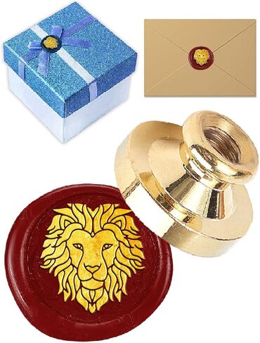 1Pcs Lion Brass Wax Seal Stamp Head, Vintage Sealing Wax Stamp No Handle Replacement Brass Head for Envelopes Party Invitation Wedding Gift Wrapping Thanksgiving Card, 25x14.5mm in Saudi Arabia