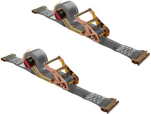 Mytee Products (10 Pack) 2'' x 16' E Track Straps w/Spring E-Fittings - Grey Ratchet Etrack Straps w/Heavy Duty 4000 lbs Breaking Strength for Enclosed Trailers, Trucks & Vans in Saudi Arabia