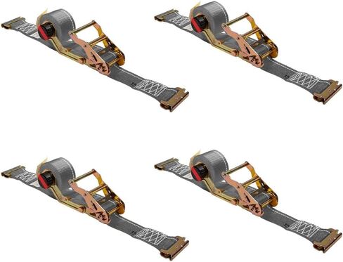 Mytee Products (10 Pack) 2'' x 16' E Track Straps w/Spring E-Fittings - Grey Ratchet Etrack Straps w/Heavy Duty 4000 lbs Breaking Strength for Enclosed Trailers, Trucks & Vans in Saudi Arabia