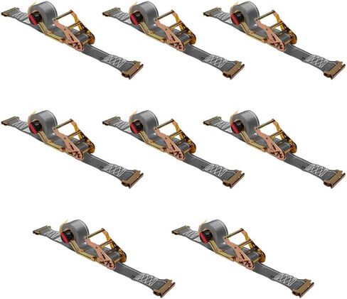 Mytee Products (10 Pack) 2'' x 16' E Track Straps w/Spring E-Fittings - Grey Ratchet Etrack Straps w/Heavy Duty 4000 lbs Breaking Strength for Enclosed Trailers, Trucks & Vans in Saudi Arabia