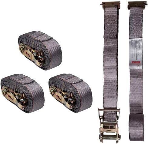Mytee Products (10 Pack) 2'' x 16' E Track Straps w/Spring E-Fittings - Grey Ratchet Etrack Straps w/Heavy Duty 4000 lbs Breaking Strength for Enclosed Trailers, Trucks & Vans in Saudi Arabia