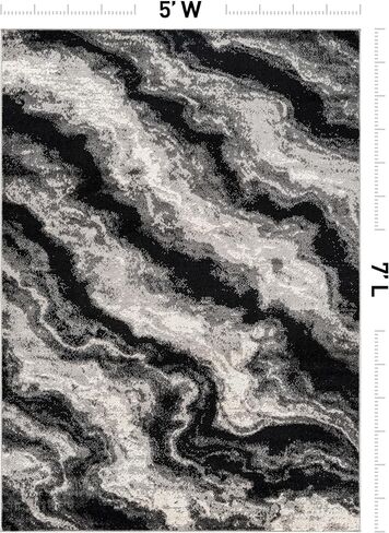 Rugshop Modern Contrast Indoor Area Rug for Living Room,Bedroom,Kitchen Rug Low Pile Rug with Jute Backing 5' x 7' Black in Saudi Arabia