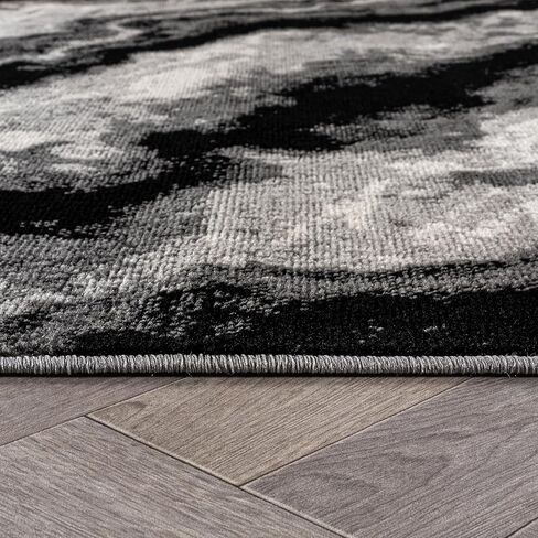 Rugshop Modern Contrast Indoor Area Rug for Living Room,Bedroom,Kitchen Rug Low Pile Rug with Jute Backing 5' x 7' Black in Saudi Arabia