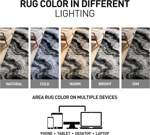 Rugshop Modern Contrast Indoor Area Rug for Living Room,Bedroom,Kitchen Rug Low Pile Rug with Jute Backing 5' x 7' Black in Saudi Arabia
