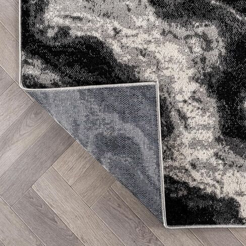 Rugshop Modern Contrast Indoor Area Rug for Living Room,Bedroom,Kitchen Rug Low Pile Rug with Jute Backing 5' x 7' Black in Saudi Arabia