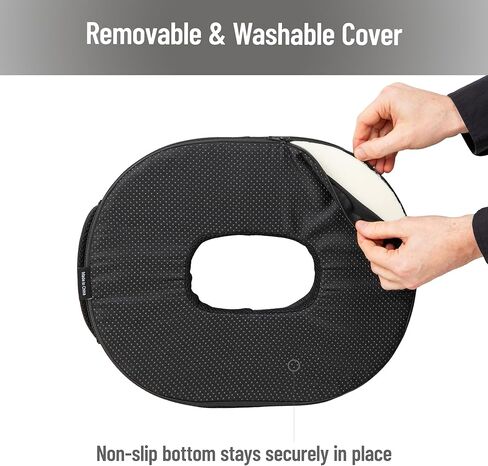 Mind Reader Air-Cloud Gel Donut Pillow, Ergonomic Memory Foam Seat Cushion with Cooling Core, Tailbone, Hemorrhoid, Pregnancy Relief, Black in Saudi Arabia