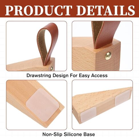 Wood Door Stopper Security Door Stopper Non-Slip Doors Stop Wedge Wooden Doorstop for Hotel Bedroom House Office Living Room Hotel Cabin in Saudi Arabia