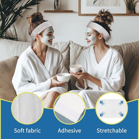 50 قطعة من عصابات الرأس للاستعمال مرة واحدة للمنتجعات الصحية - أربطة رأس مرنة مضادة للانزلاق للوجه والمنتجعات الصحية، أربطة شعر كبيرة الحجم للنساء للعناية بالبشرة والشعر وغسل الوجه ومكياج الوجه وأدوات تجميل الوجه قابلة للتعديل in Kuwait