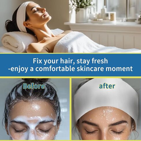 50 قطعة من عصابات الرأس للاستعمال مرة واحدة للمنتجعات الصحية - أربطة رأس مرنة مضادة للانزلاق للوجه والمنتجعات الصحية، أربطة شعر كبيرة الحجم للنساء للعناية بالبشرة والشعر وغسل الوجه ومكياج الوجه وأدوات تجميل الوجه قابلة للتعديل in Kuwait