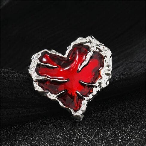 Dtja Silver Red Heart Claw Statement Ring for Women Fashion Unique Halloween Devil's Hand Adjustable Expandabal Open Wrap Finger Rings Comfort Fit Costume Party Jewelry in Saudi Arabia