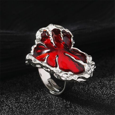 Dtja Silver Red Heart Claw Statement Ring for Women Fashion Unique Halloween Devil's Hand Adjustable Expandabal Open Wrap Finger Rings Comfort Fit Costume Party Jewelry in Saudi Arabia