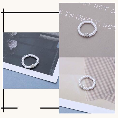 خمر كريستال خاتم اللؤلؤ لؤلؤة صغيرة المفصل البنصر الزفاف تمتد اللؤلؤ مطرز خواتم صغيرة حجر الراين تشيكوسلوفاكيا 70s 80s ديسكو الكرة خواتم مجوهرات الزفاف للنساء in Kuwait