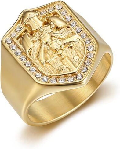 King Arthur Knight Ring Shield-Shaped Titanium Steel Amulet, Gold & Silver Round Table Knight Chivalry Spirit Medieval Protection Jewelry in Kuwait