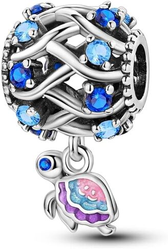 CYCUFF 925 Sterling Silver Charms Suitable for Bracelets Charms Beads, Charm Necklaces Jewellery Gift for Women Family Friends (Sea Wave Turtle Beads) in Kuwait
