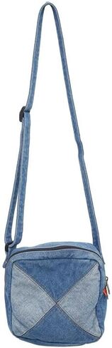 Color-Block Denim Crossbody Bag Unisex Casual Square Shoulder Bag in Saudi Arabia
