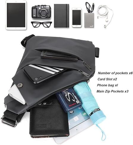 Jan Bark Anti Theft Crossbody Bags for Women and Men, Travel Slim Sling Bag, Shoulder Bag for Sports, Adjustable Strap in Saudi Arabia