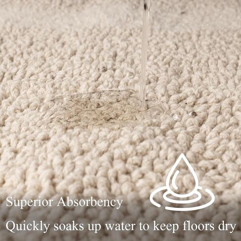 سجادة حمام قطنية قابلة للعكس بتصميم باروسا - سجادة حمام طويلة مقاس 22 × 60 بوصة قابلة للغسل وناعمة الامتصاص، سجادة حمام كبيرة لأرضية الحمام، حوض غسيل مزدوج - بيج، 22x60 XL in Kuwait