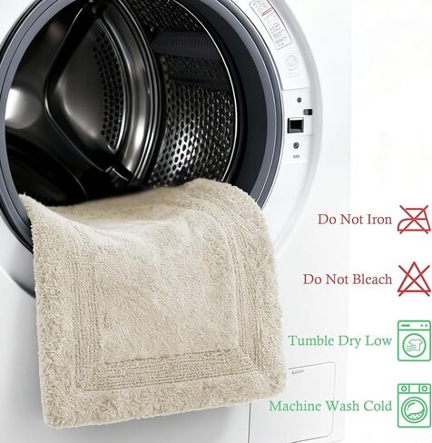 سجادة حمام قطنية قابلة للعكس بتصميم باروسا - سجادة حمام طويلة مقاس 22 × 60 بوصة قابلة للغسل وناعمة الامتصاص، سجادة حمام كبيرة لأرضية الحمام، حوض غسيل مزدوج - بيج، 22x60 XL in Kuwait