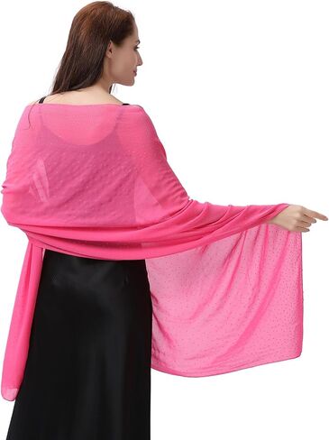 وشاح OurLore أنيق براق من الشيفون اللامع خفيف الوزن وشفاف من حجر الراين للسهرات للمناسبات الرسمية وحفلات الزفاف والحفلات in Kuwait