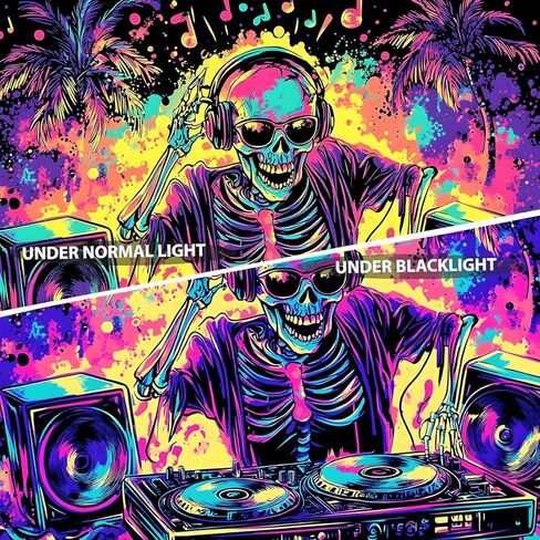 TUGCAY Blacklight Skull Tapestry UV Reactive Skeleton Tapestry Funny Music Tapestries Wall Hanging for Bedroom Dorm Party Decor (51.2 x 59.1 inches) in Kuwait