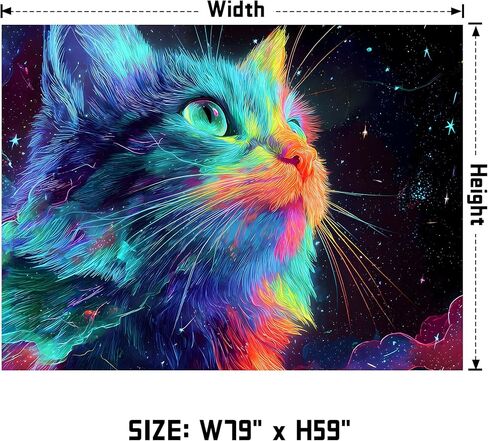AOHMPT Glow in The Dark Tapestry Wall Hanging with Reactive UV Ideal for Bedroom, Living Room, Halloween Party Decorations Cat Design 78'' × 59'' Inch in Kuwait