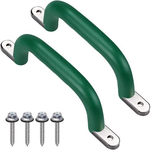 SELEWARE Set of 4 Safety Playground Handles, Metal Grab Bars with Finger Indentations for Kids Swing Set, Playset, Climbing Frame, Play House Handles, 400lbs Capacity, Green in Saudi Arabia