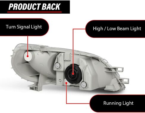 Headlights Assembly Fit For Toyota Echo 2000 2001 2002 Halogen Headlamps, Left Driver & Right Driver Side, Clear Lens Chrome Housing Amber Reflector, 8115052190 8111052190 in Kuwait