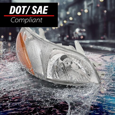 Headlights Assembly Fit For Toyota Echo 2000 2001 2002 Halogen Headlamps, Left Driver & Right Driver Side, Clear Lens Chrome Housing Amber Reflector, 8115052190 8111052190 in Kuwait