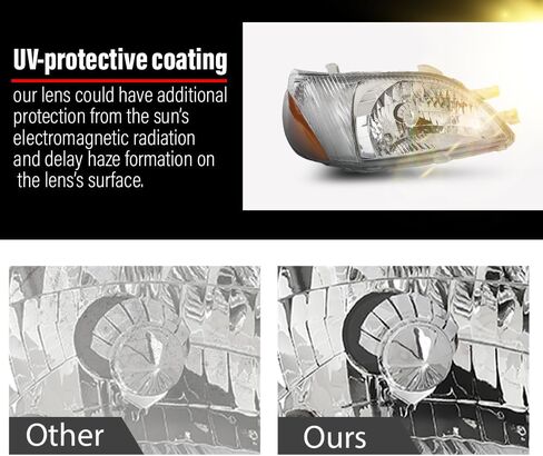 Headlights Assembly Fit For Toyota Echo 2000 2001 2002 Halogen Headlamps, Left Driver & Right Driver Side, Clear Lens Chrome Housing Amber Reflector, 8115052190 8111052190 in Kuwait